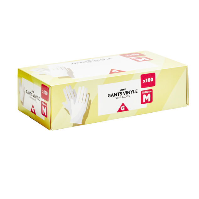 Gants en vinyle blanc x100 Taille M