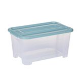 Bo&icirc;te de rangement 4,5L plastique transparent couvercle bleu 28x18,5xH14cm