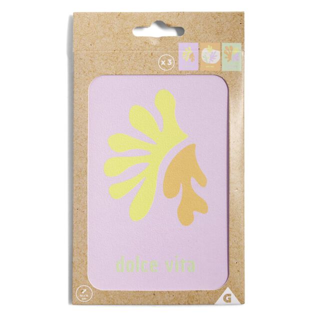 Lot de 3 affiches papier violet orange et vert 10x15cm