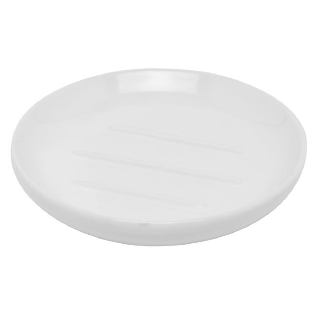 Porte-savon c&eacute;ramique uni blanc