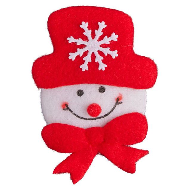 Badge lumineux No&euml;l rouge et blanc (4 mod&egrave;les)