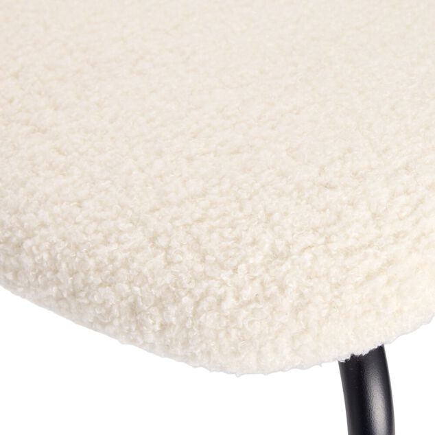 Chaise Pietra m&eacute;tal noir dossier bois assise bouclette beige 51x52xH80,5cm