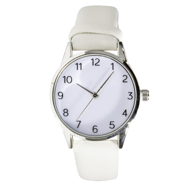 Montre femme cadran rond acier argent&eacute; bracelet simili &Oslash;3,5xH23cm (4 mod&egrave;les)