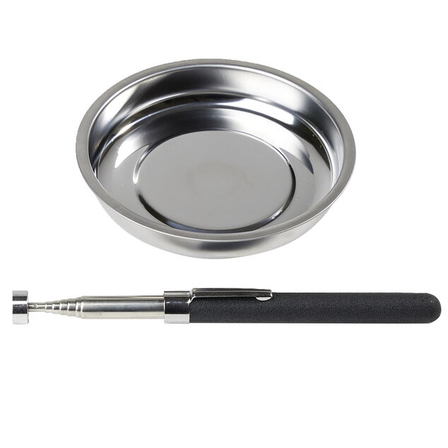 Outil magn&eacute;tique de ramassage en m&eacute;tal t&eacute;lescopique avec coupelle