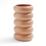 Vase anneau c&eacute;ramique marron terracotta &Oslash;11,7xH20,6cm