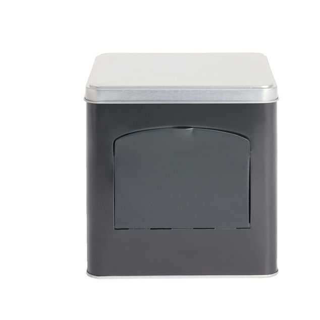 Bo&icirc;te conservation avec ouverture m&eacute;tal noir et gris 14,5x14,5x14,5cm