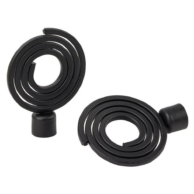 Embout tringle &agrave; rideau &Oslash;16 mm m&eacute;tal forme spirale noir mat x2
