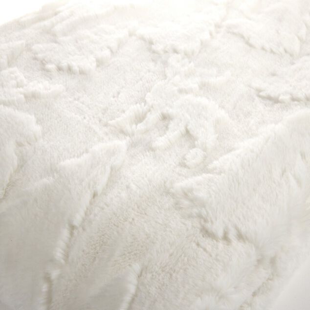 Plaid pilou tissu emboss&eacute; motif sapin polyester L160X130 cm blanc