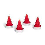Lot de 4 bougies chauffe-plat forme sapin Noël - 3 coloris