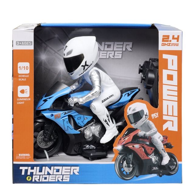 Moto t&eacute;l&eacute;command&eacute;e 1/10 lumineuse USB 21x9xH19cm (2 mod&egrave;les)