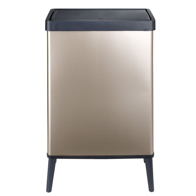 Poubelle haute 54L sur pieds avec couvercle push rose perle H70cm