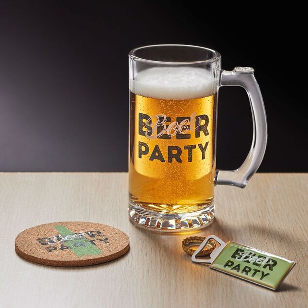 Coffret bi&egrave;re 3 pi&egrave;ces verre d&eacute;capsuleur et sous-verre - 2 mod&egrave;les