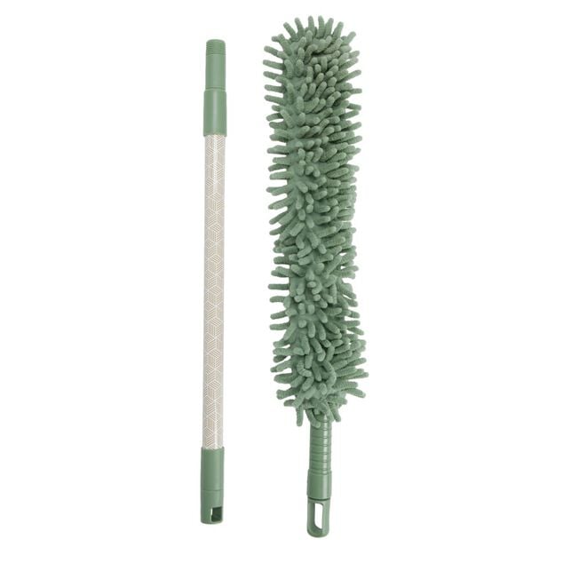 Plumeau chenille motif décoratif vert L139cm