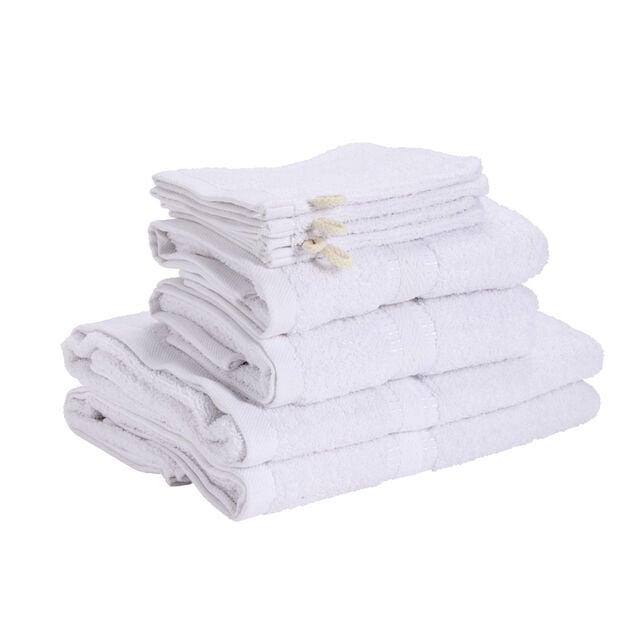 Ensemble serviette de toilette x8 en coton 3 tailles - 3 mod&egrave;les