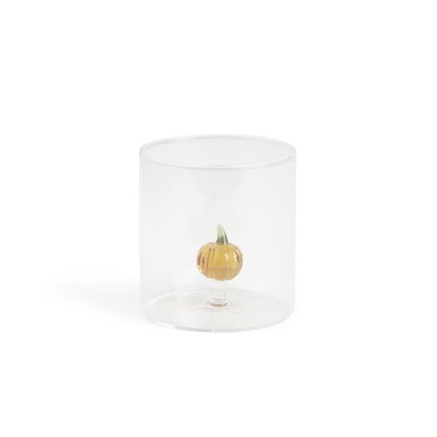 Verre avec d&eacute;cor int&eacute;rieur citrouille 350ml &Oslash;8xH8,5cm
