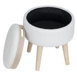 Tabouret bois Clara avec rangement contour bouclette blanc &Oslash;36xH40cm