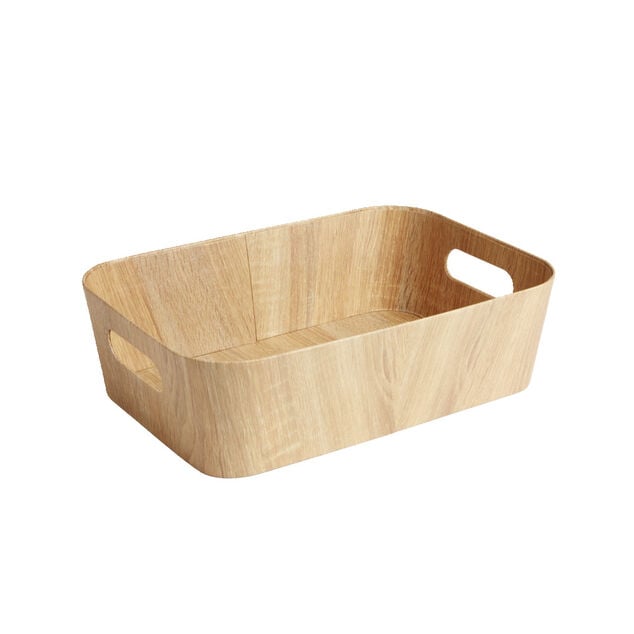 Pani&egrave;re carton et papier imitation bois 37x26xH11cm
