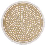 Set de table rond en jute naturel et blanc motif spirale ou pois &Oslash;38cm