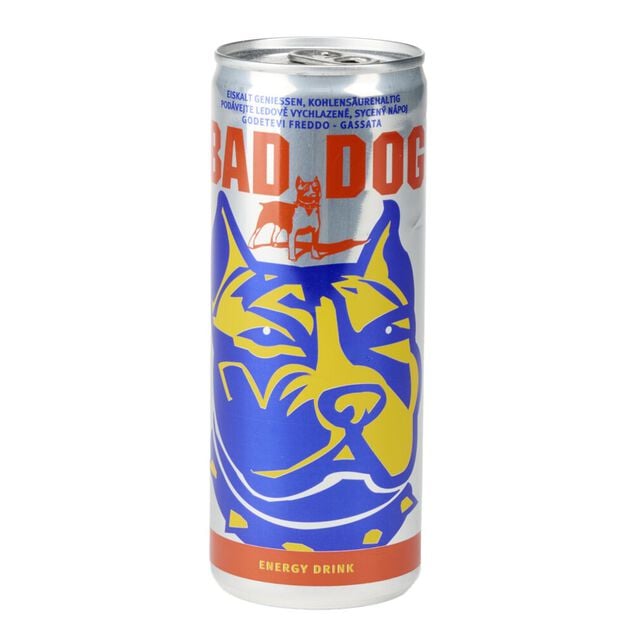 Boisson &eacute;nergisante energy drink taurine Bad Dog canette 250ml