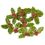 Décoration houx Noël vert et rouge x12