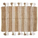 Tapis en jute avec pompon blanc L60X90 cm