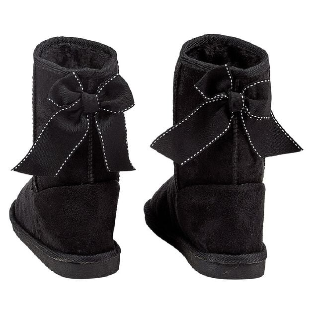 Botte pour enfant fourr&eacute;e avec un noeud noir brod&eacute; &agrave; l'arri&egrave;re T30/31