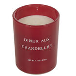 Bougie dans verre inscription Diner aux chandelles senteur fruit rouge