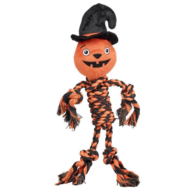 Jouet pour chien citrouille Halloween corde orange 25x40xH5cm