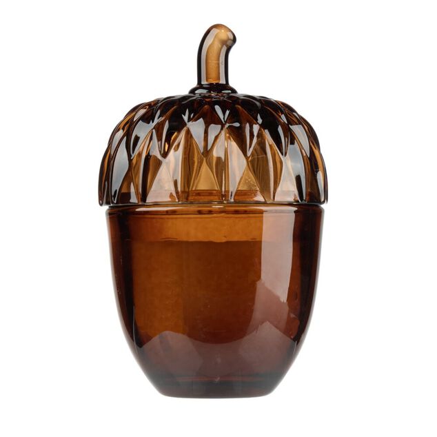 Bougie pot forme gland verre color&eacute; &Oslash;7xH11,5cm (2 mod&egrave;les rouge ou dor&eacute;)