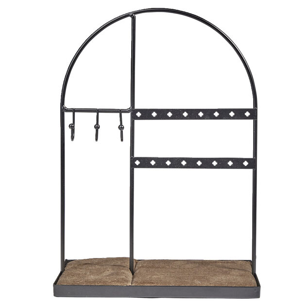 Porte-bijoux velours et m&eacute;tal dor&eacute; ou noir 18x10xH25cm (2 mod&egrave;les)