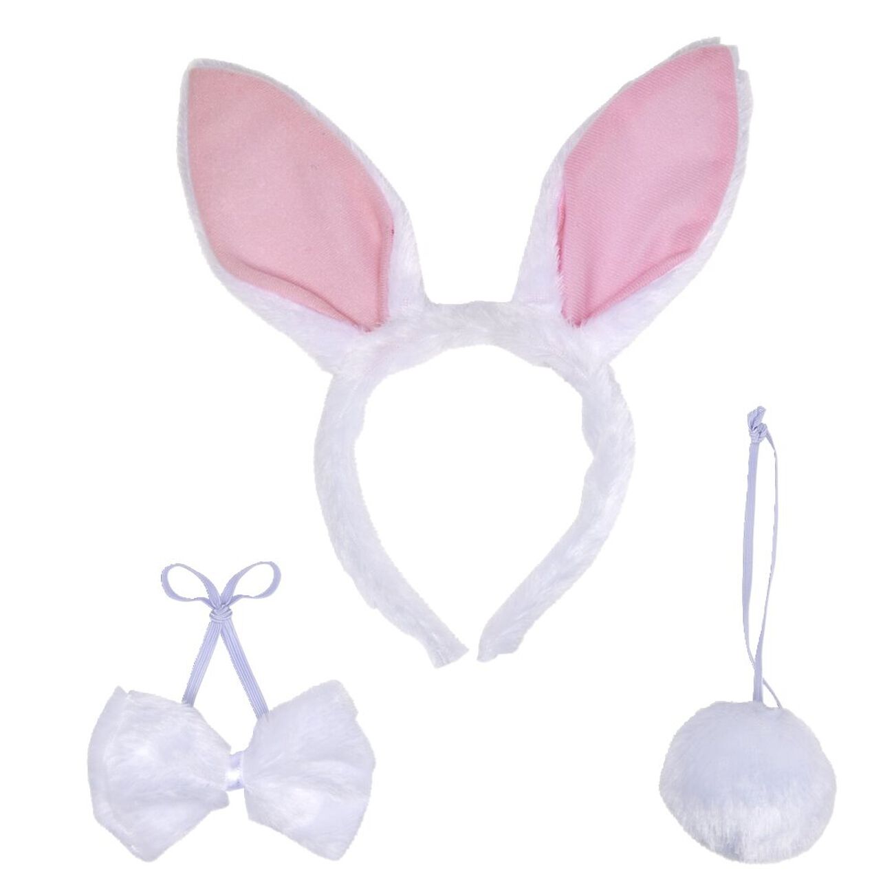 AEYAKA Déguisement Lapin Complet - Oreilles Serre-tête, Collier, Queue Et Tatouages Pour Enfants Et Adultes
