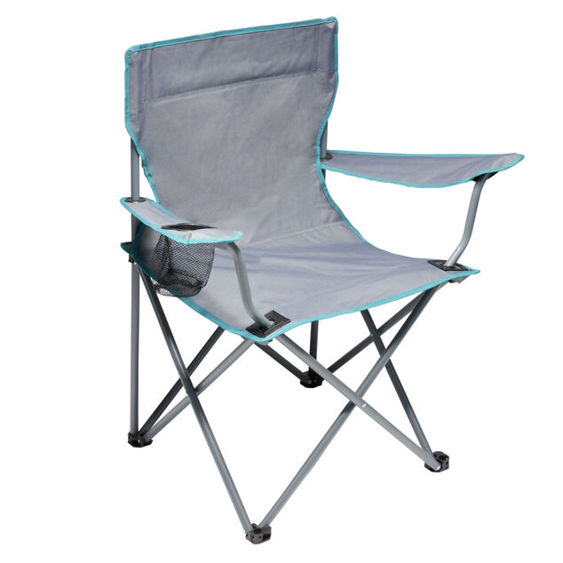 Fauteuil p&ecirc;cheur pliable avec porte-boisson gris 50x50xH80cm