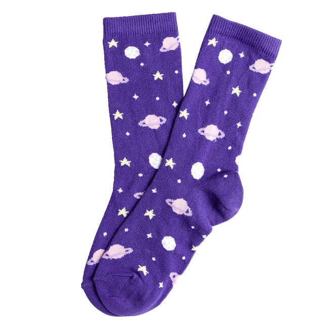 Chaussettes fille violettes motif galaxie T26/35