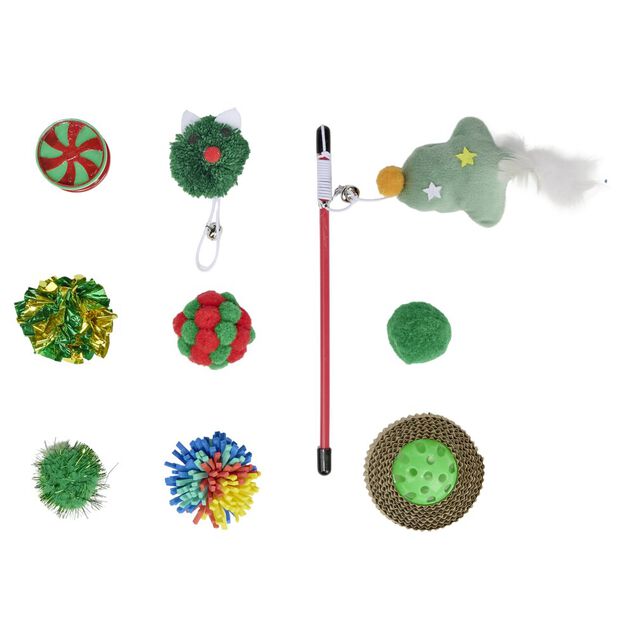 Jouet pour chat X10 pcs dans chaussette No&euml;l 30X8X5 cm