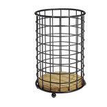 Porte ustensiles bambou et m&eacute;tal noir &Oslash;11,3xH17cm