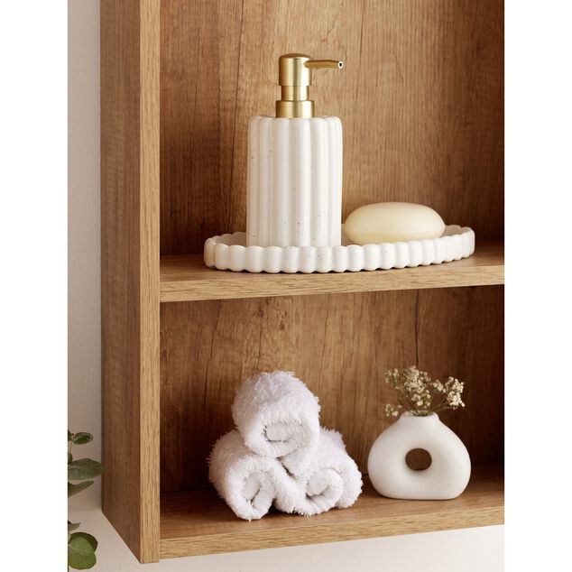 Porte-savon fa&ccedil;on cannel&eacute; gr&egrave;s blanc 13x9,5xH2,5cm