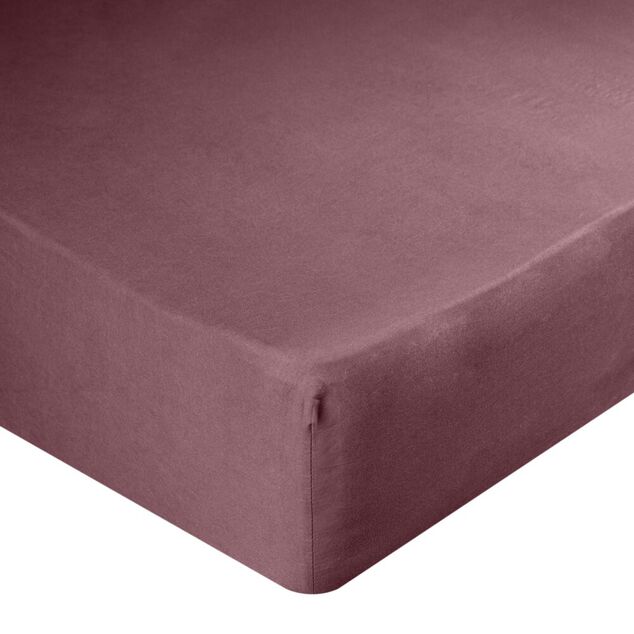 Drap-housse 2 personnes microfibre uni 160x200cm bordeaux