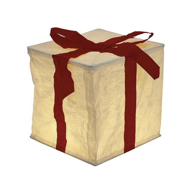 D&eacute;coration cadeau lumineux 8 LED blanc chaud H23 cm