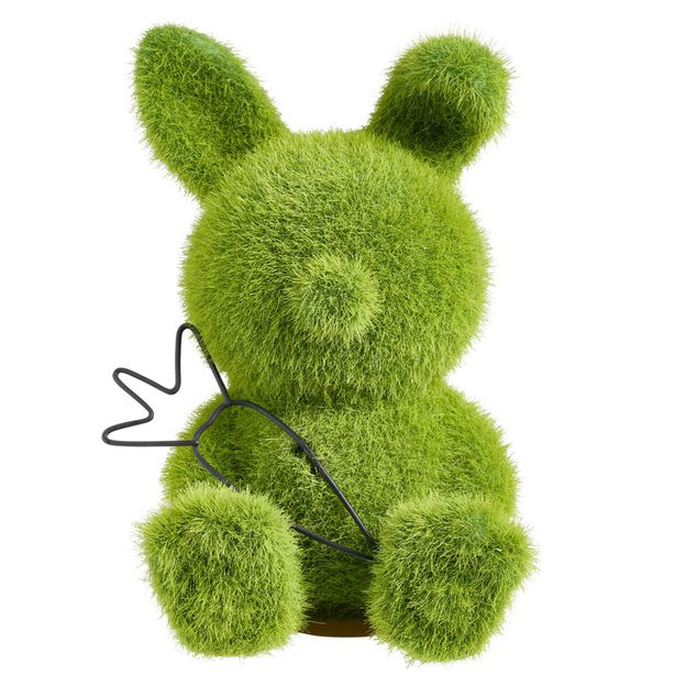 Lapin en gazon synth&eacute;tique vert 14x14xH20cm