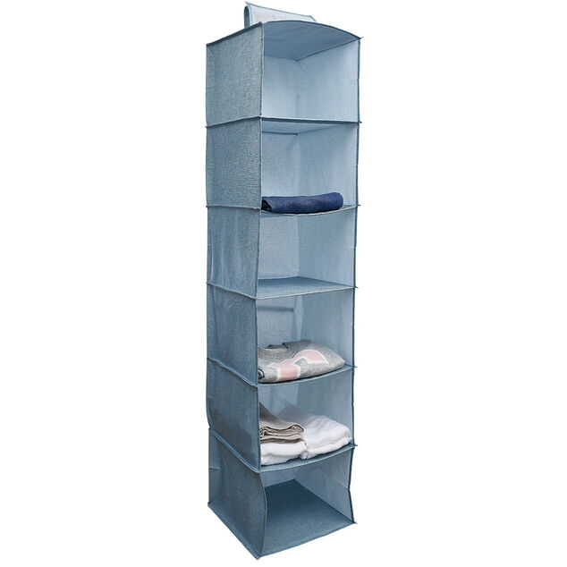 Organisateur de v&ecirc;tements Bleu - 6 niveaux - 30x30xH128 cm