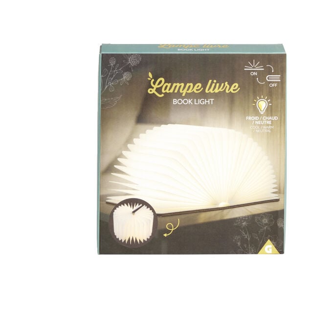 Lampe livre USB en bois 17xH14cm