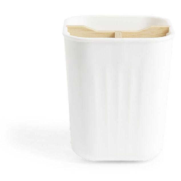 Support brosse à dents bambou et plastique blanc