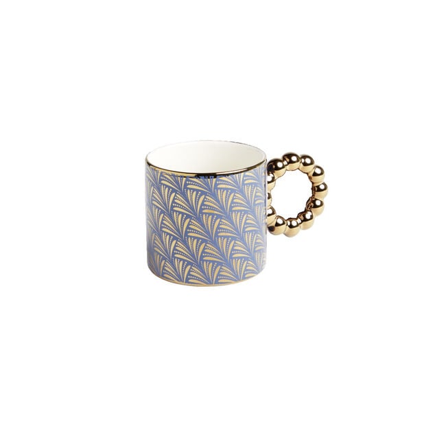 Lot de 2 mugs 30cl design chic bleu fonc&eacute; et dor&eacute;