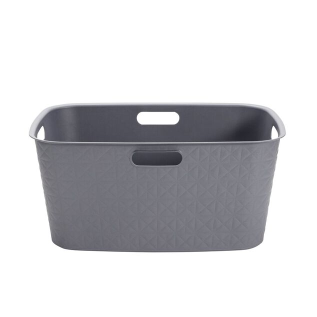 Panière à linge rectangulaire plastique gris 45L 59x38xH27,5cm