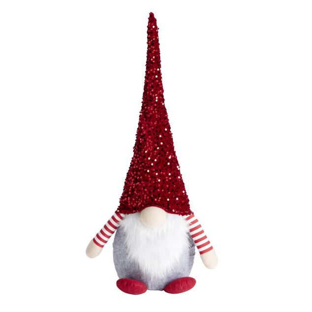 D&eacute;coration de No&euml;l &agrave; poser gnome rouge 30x15xH73cm