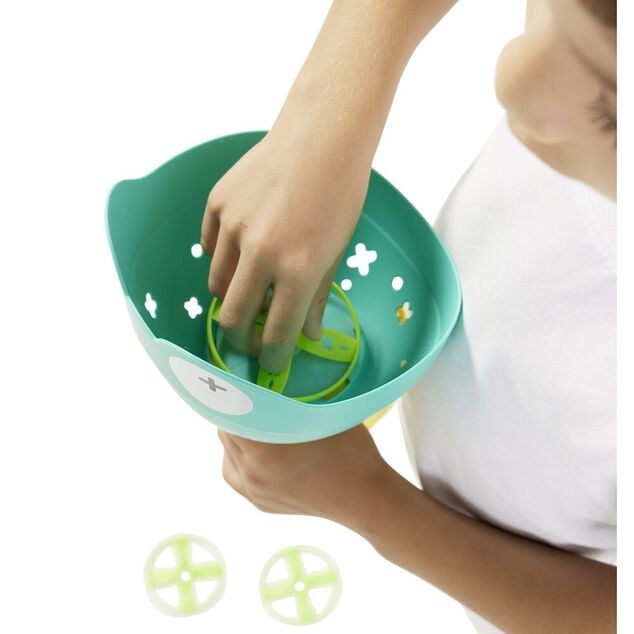 Lanceur disque volant forme grenouille bleu et jaune 11 pi&egrave;ces