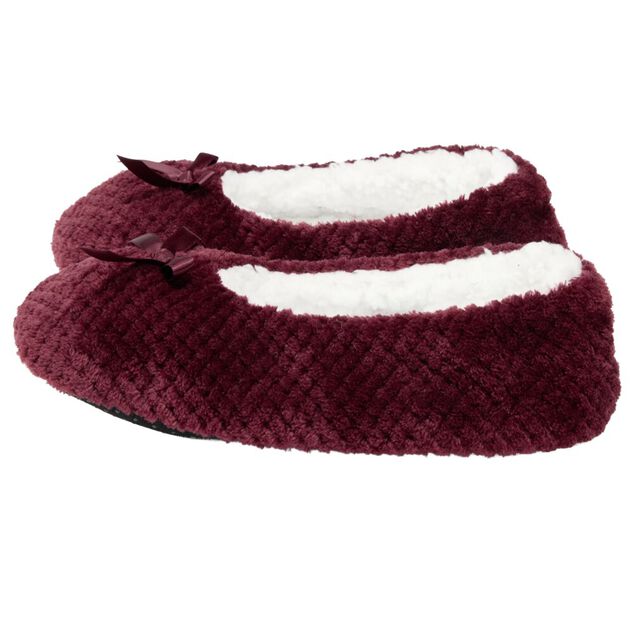 Chaussons ballerines fourr&eacute;s femme rouge bordeaux 38/39