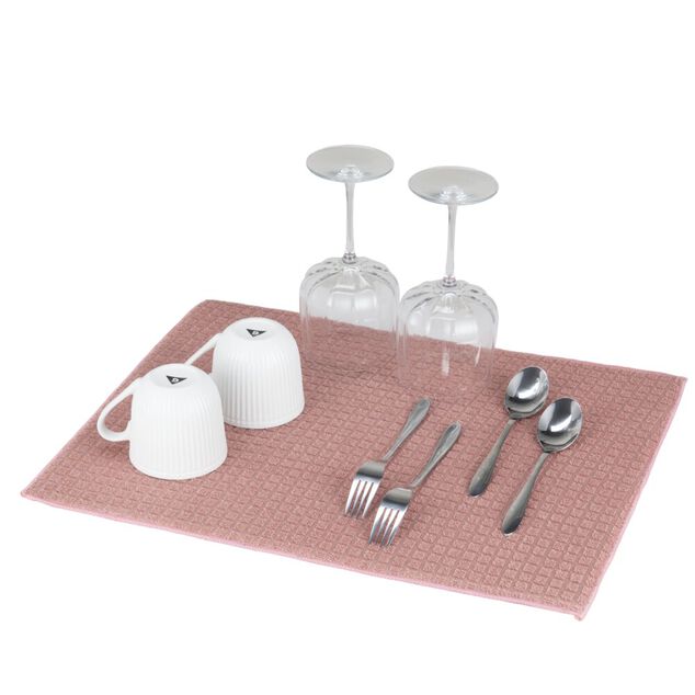 Tapis &eacute;gouttoir tissu absorbant quadrill&eacute; uni 40x50cm (2 mod&egrave;les)