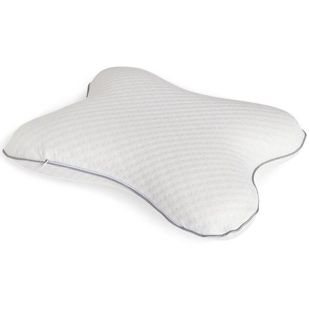 Oreiller ergonomique &agrave; m&eacute;moire de forme 51x36cm polyester blanc