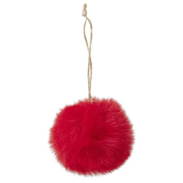 Boule de No&euml;l fourrure rouge &Oslash;6cm